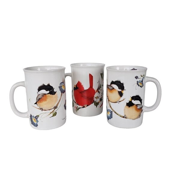 Vintage Valerie Pfeiffer Capilano Birds Canadian Design 3 Coffee Mugs - Picture 3 of 12